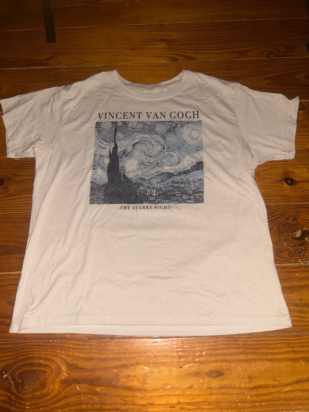Vincent Van Gogh 'The Starry Night' Men's White Graphic Tee